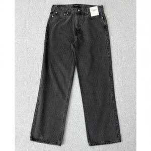 Abercrombie & Fitch Mens Baggy Jeans 34 x  34 Black Authentic Rigid Denim READ